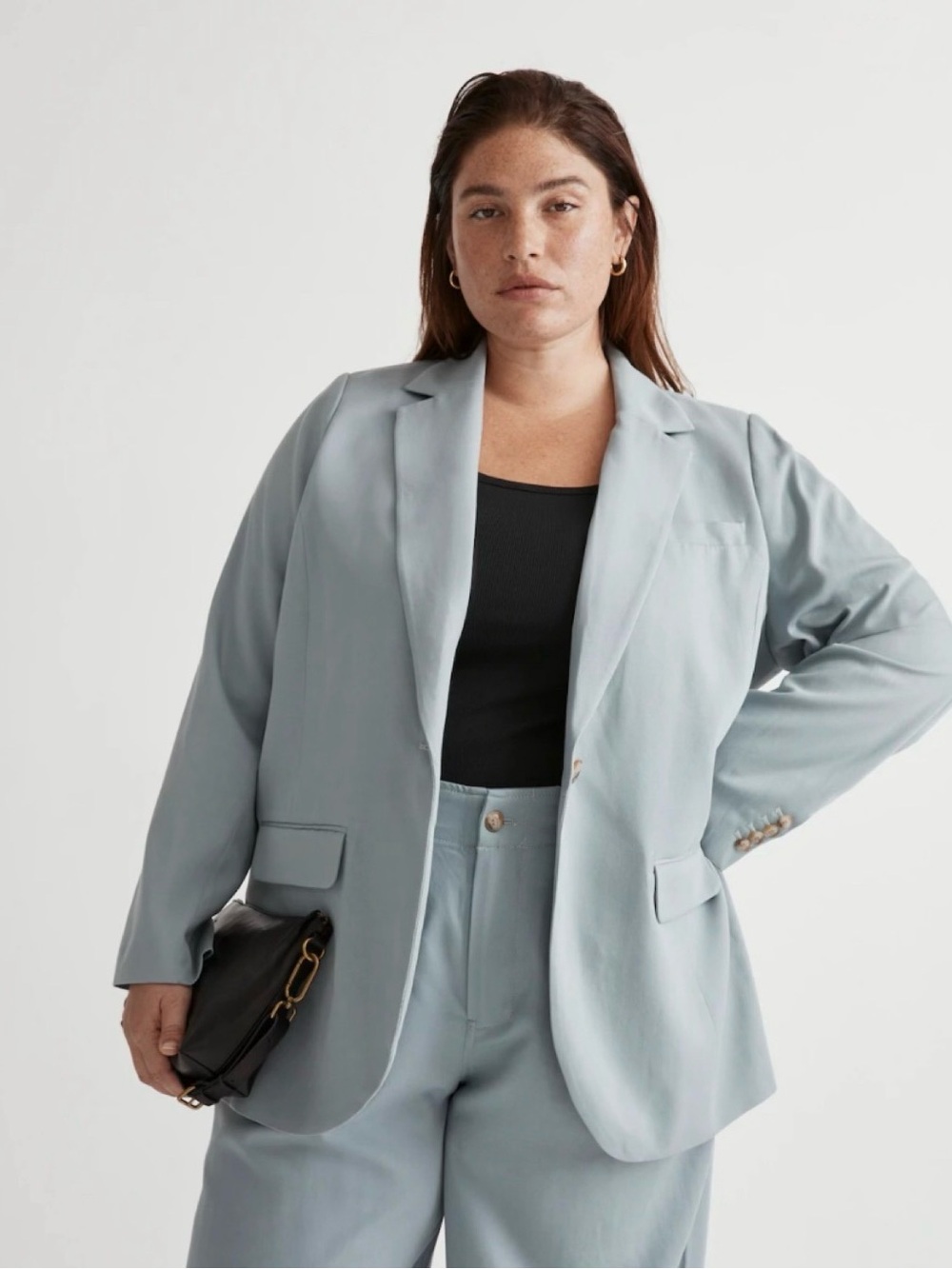 Madewell Women's Light Blue Single-Button Blazer